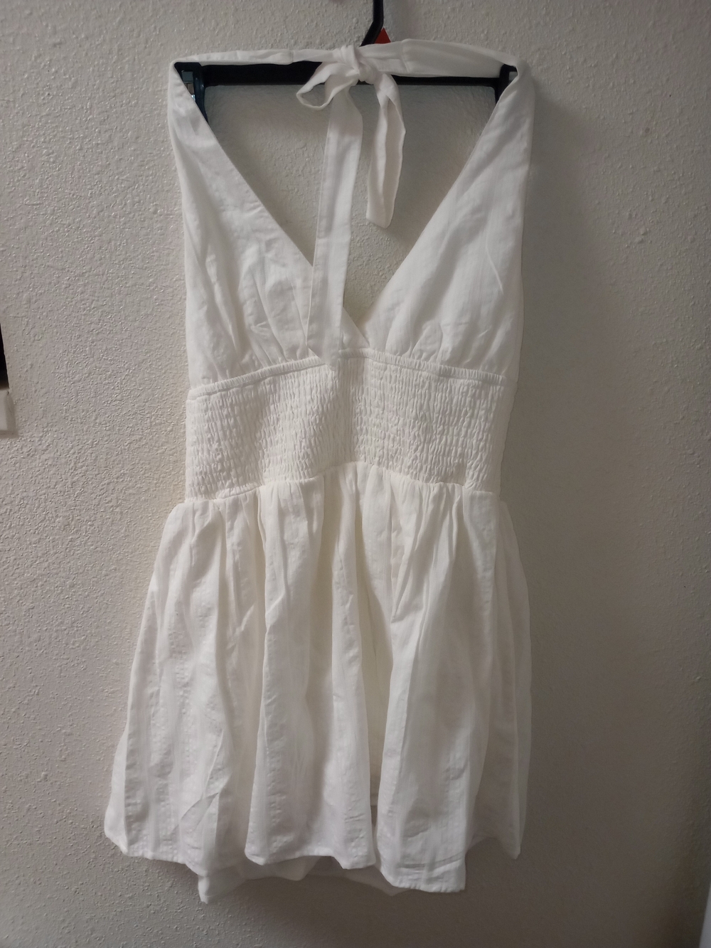 YNS Generic White Halter Smocked Mini Dress